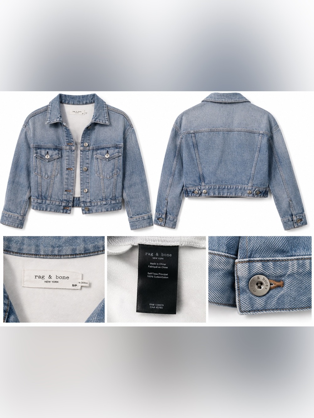 Rag & Bone Miramar French Terry Denim Jacket Size Small